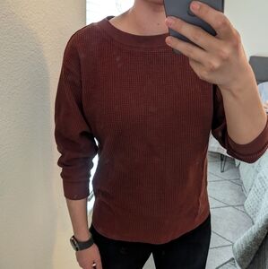 Uniqlo Brick Red Waffle Knit Top